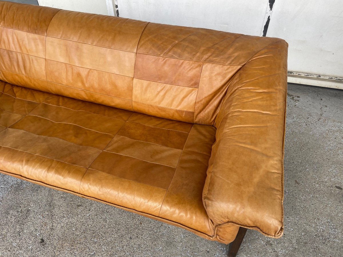 Vintage Scandinavian Leather Sofa Circa 1970-photo-4